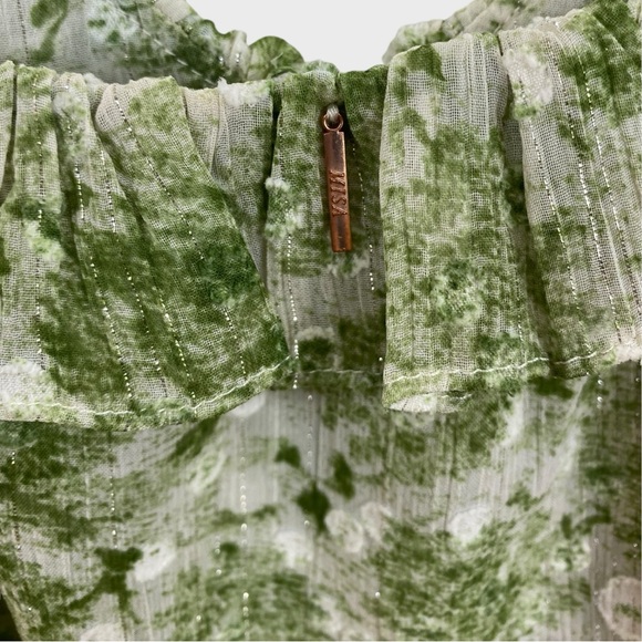 Misa Los Angeles Green White Floral Ruffle Bambi Tank Size Medium - Picture 6 of 9